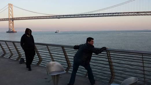 showing my asian booty by the bay bridge